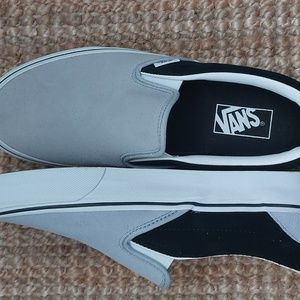 Vans slip-ons in grey and black suede